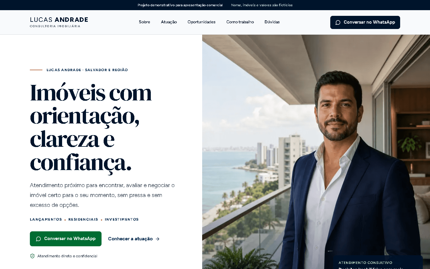 Modelo premium de site pessoal para corretor de imóveis