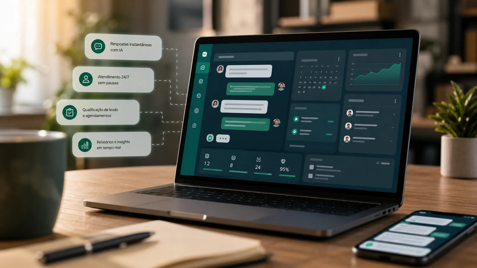 Dashboard de atendimento automatizado com IA para WhatsApp